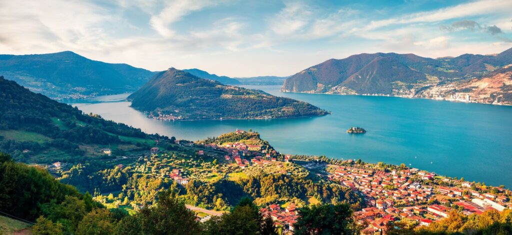 View of Lake Iseo and Monte Isola.