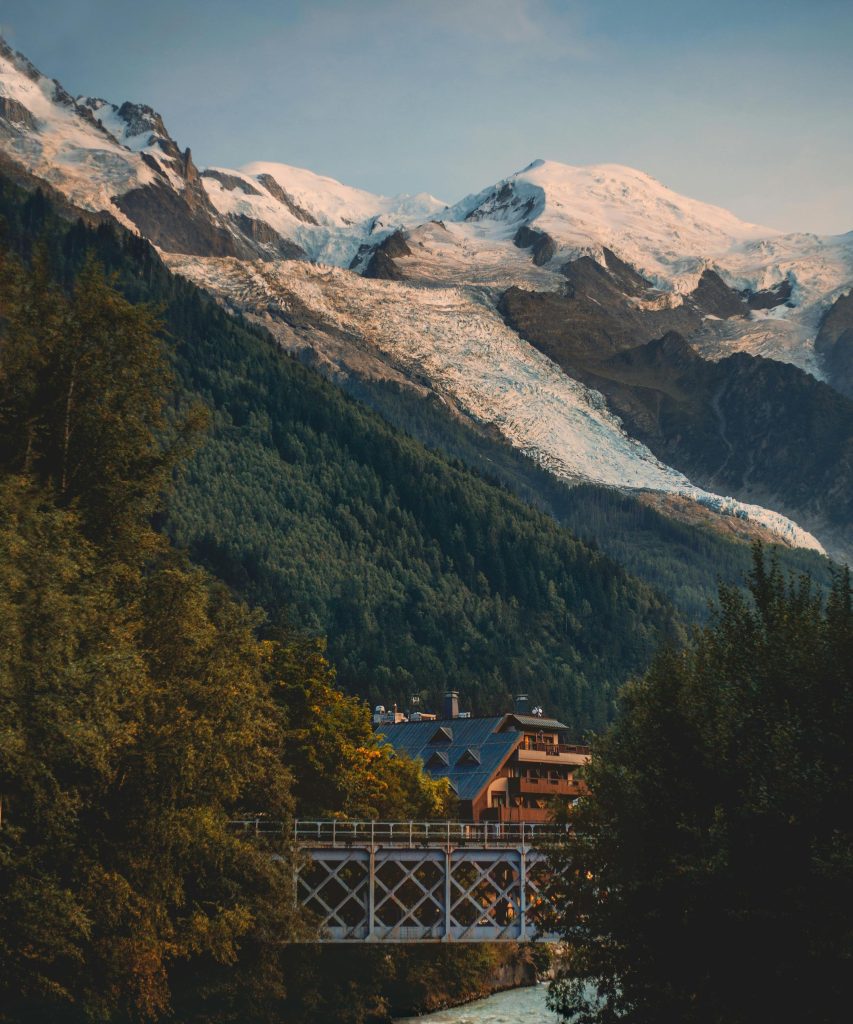 View to Mont Blanc from Chamonix.